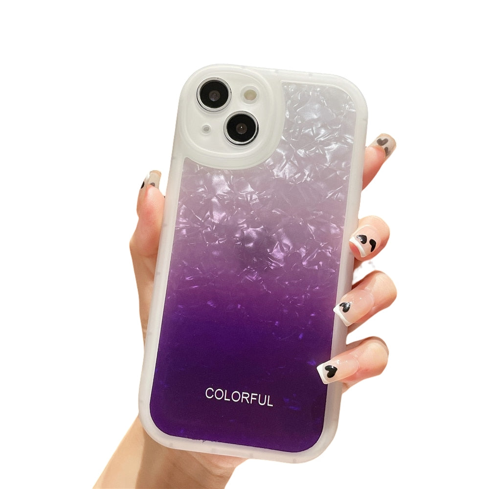 Anymob iPhone Case Violet Gradient Dream Shell Pattern Silicone Shockproof Back Cover-Mobile Phone Cases-PEROZ Accessories