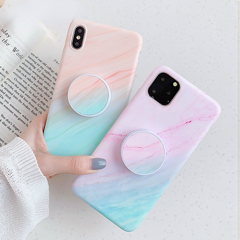 Anymob iPhone Case Multicolor Gradient Marble Cover Silicone Phone With Holder Stand-Mobile Phone Cases-PEROZ Accessories