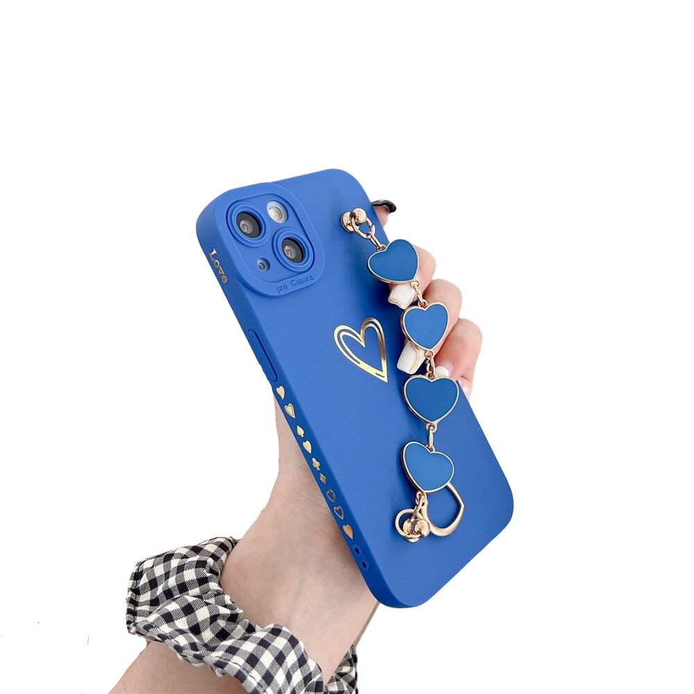Anymob iPhone Case Blue Soft Silicon Love Heart Lens Protection Bracelet Bumper Back Cover-Mobile Phone Cases-PEROZ Accessories