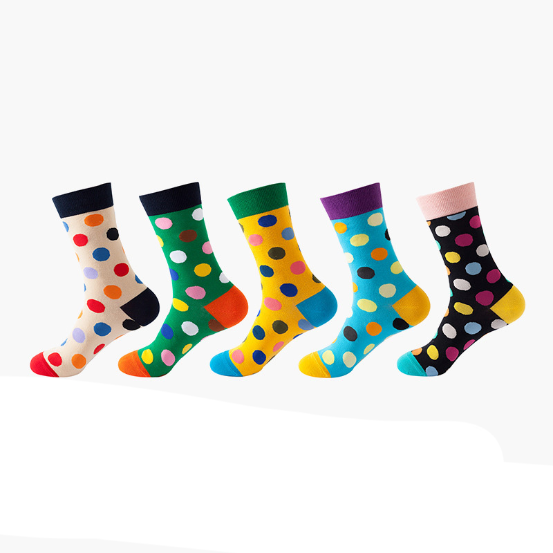 Anysox 5 Pairs One Size 5-11 Mixed Color Set Christmas Socks Cotton Fashion Dots Woman Skateboard Oil Paitiing-Socks-PEROZ Accessories