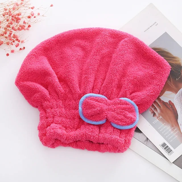 Anyhouz Hair Bonnets Red Microfibre Quick Hair Drying Bath Spa Bath Towels for Womens Shower Hat Bathroom Accessories-Bathroom and Toilet Accessories-PEROZ Accessories