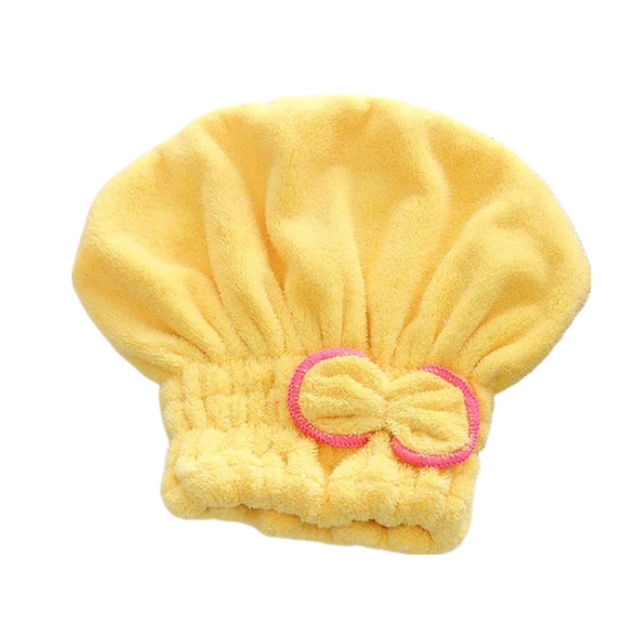 Anyhouz Hair Bonnets Yellow Microfibre Quick Hair Drying Bath Spa Bath Towels for Womens Shower Hat Bathroom Accessories-Bathroom and Toilet Accessories-PEROZ Accessories