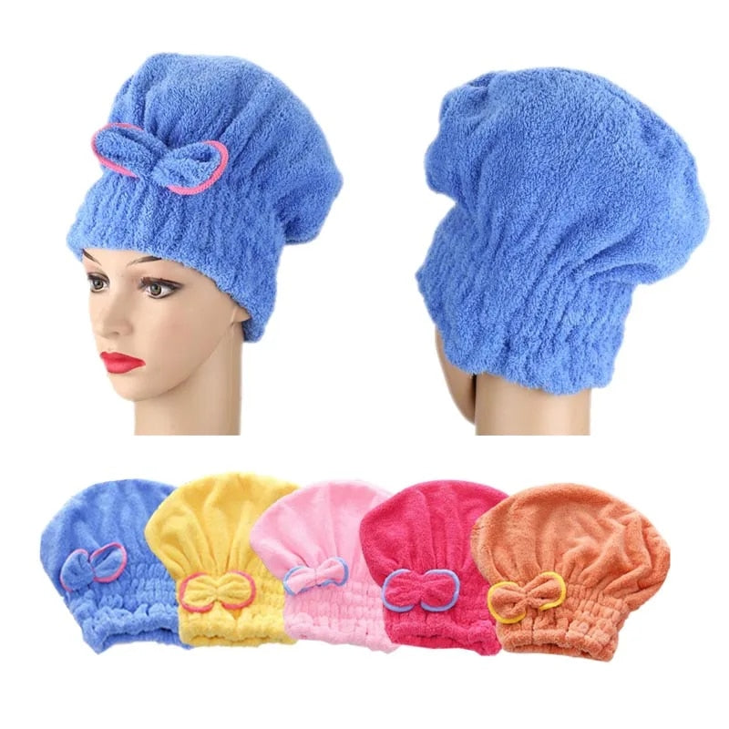 Anyhouz Hair Bonnets Yellow Microfibre Quick Hair Drying Bath Spa Bath Towels for Womens Shower Hat Bathroom Accessories-Bathroom and Toilet Accessories-PEROZ Accessories