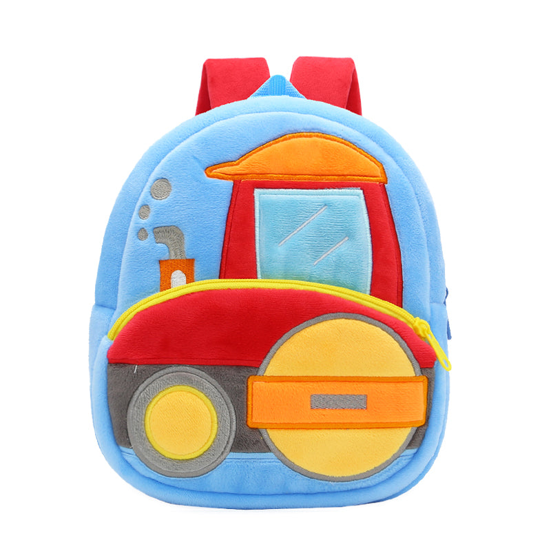 Anykidz 3D Blue Road Roller Kids School Backpack Cute Cartoon Animal Style Children Toddler Plush Bag Perfect Accessories For Boys and Girls-Backpacks-PEROZ Accessories