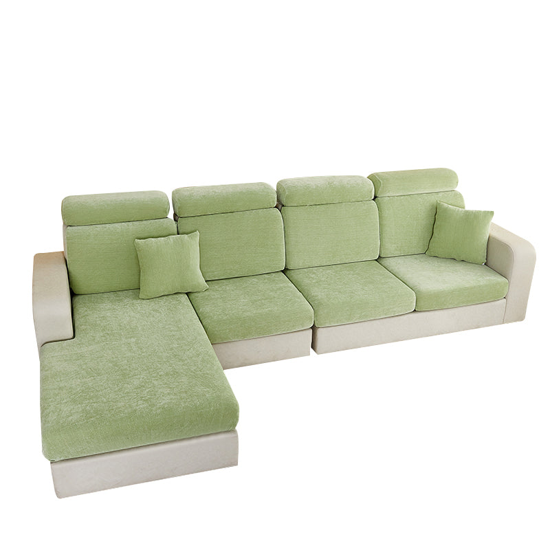 Anyhouz Sofa Cover Mint Green L-Shape Polyester Chenille Thick Stretchable Cushion For Living Room Enlarge Size Small-Slipcovers-PEROZ Accessories