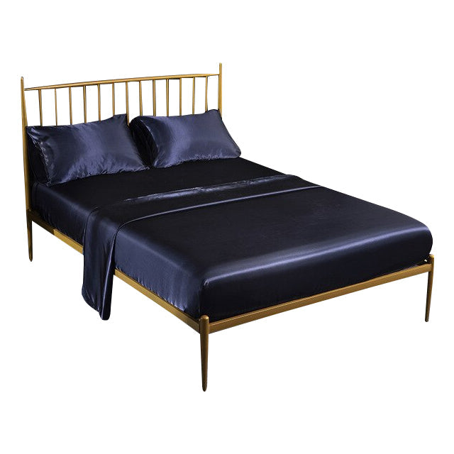 Anyhouz Fitted Sheet Full Size Blue Luxury Silky Beddings Set with Pillow Cases-Beddings-PEROZ Accessories