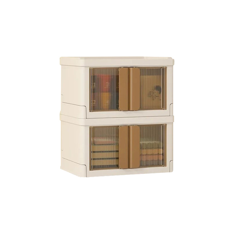 AnyCraft 2 Storage Beige Brown Stackable Foldable Storage Bins with Door for Office and School Supplies-Organizers-PEROZ Accessories