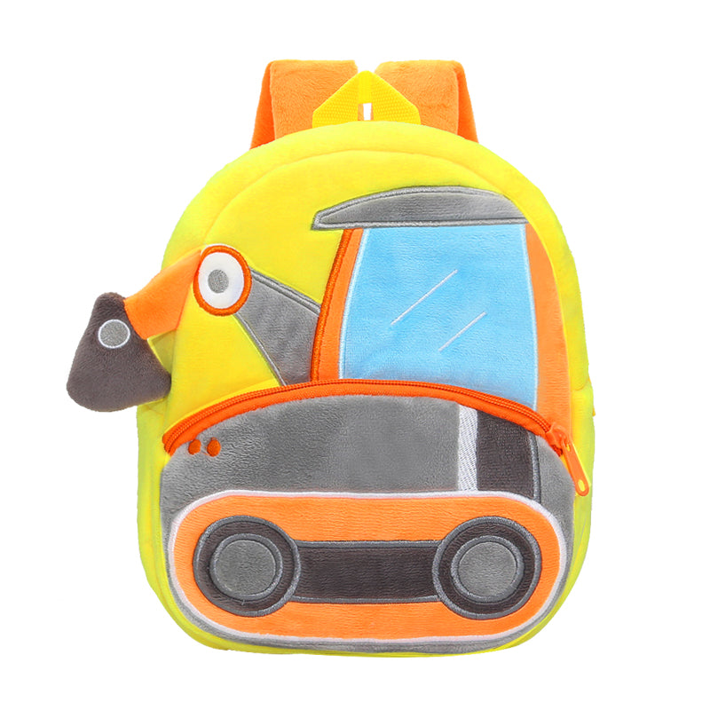 Anykidz 3D Yellow Excavator Kids School Backpack Cute Cartoon Animal Style Children Toddler Plush Bag Perfect Accessories For Boys and Girls-Backpacks-PEROZ Accessories