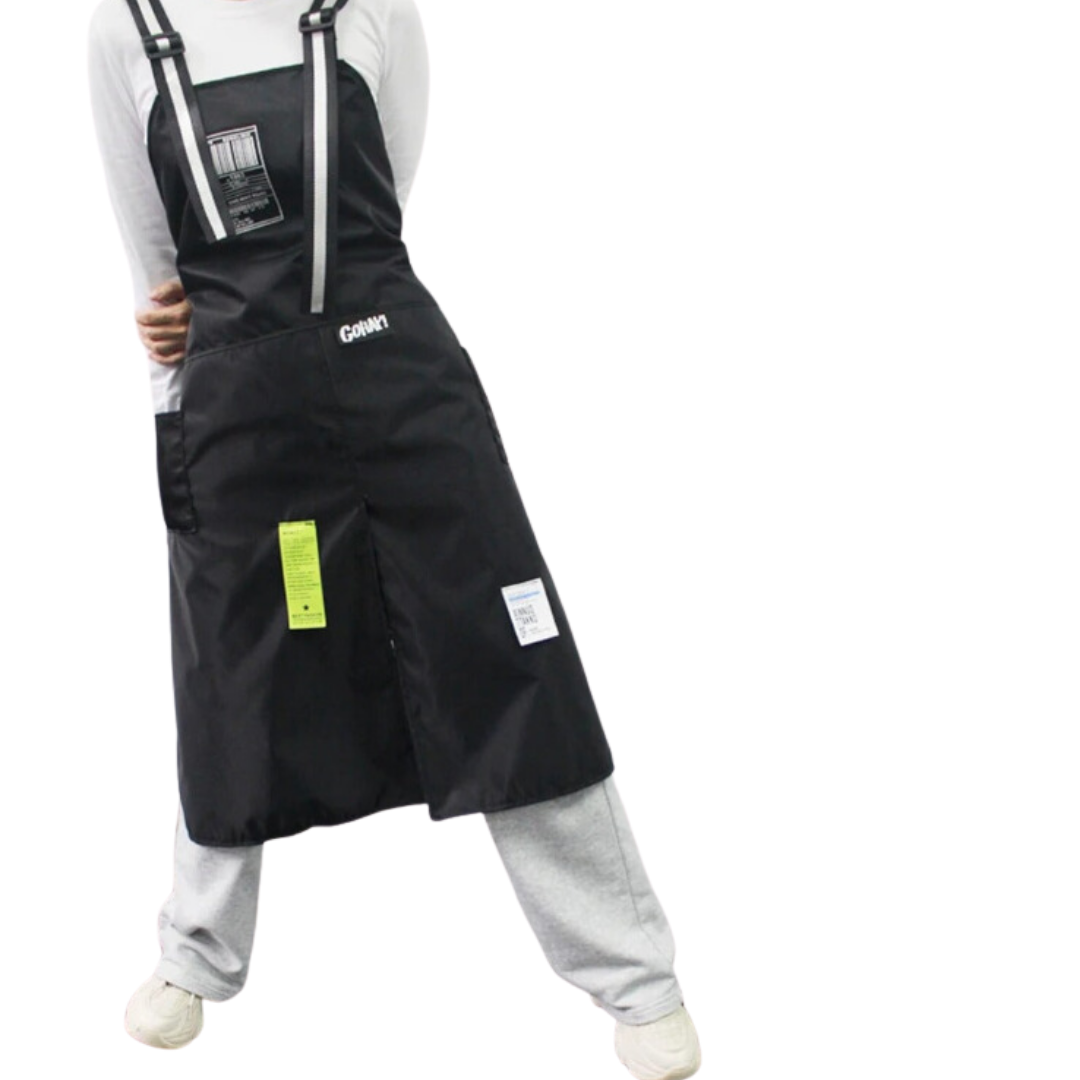 Anyhouz Kitchen Apron Black with blue 2 Bags Bibs Trendy Waterproof Oil Resistant Overall Chef Adjustable Nail Salon-Aprons-PEROZ Accessories