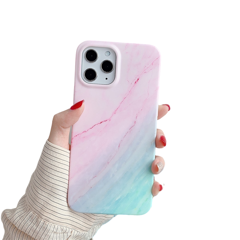 Anymob iPhone Case Pink Gradual Color Matte Marble Soft Silicone Back Cover-Mobile Phone Cases-PEROZ Accessories
