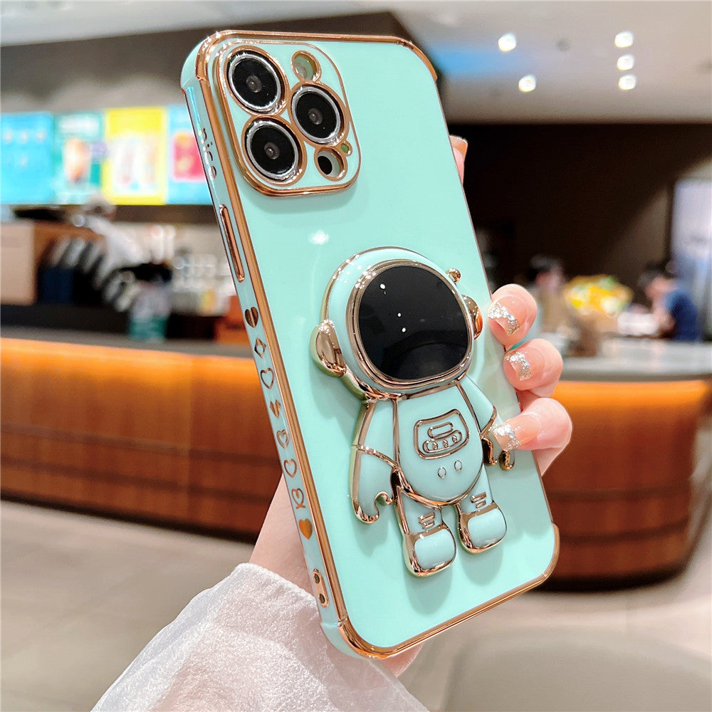 Anymob iPhone Glossy Green Astronaut Folding Stand Case Mini Soft Phone Back Cover-Mobile Phone Cases-PEROZ Accessories