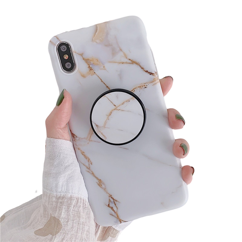 Anymob iPhone Case Plane Gray Gradient Marble Cover Silicone Phone With Holder Stand-Mobile Phone Cases-PEROZ Accessories
