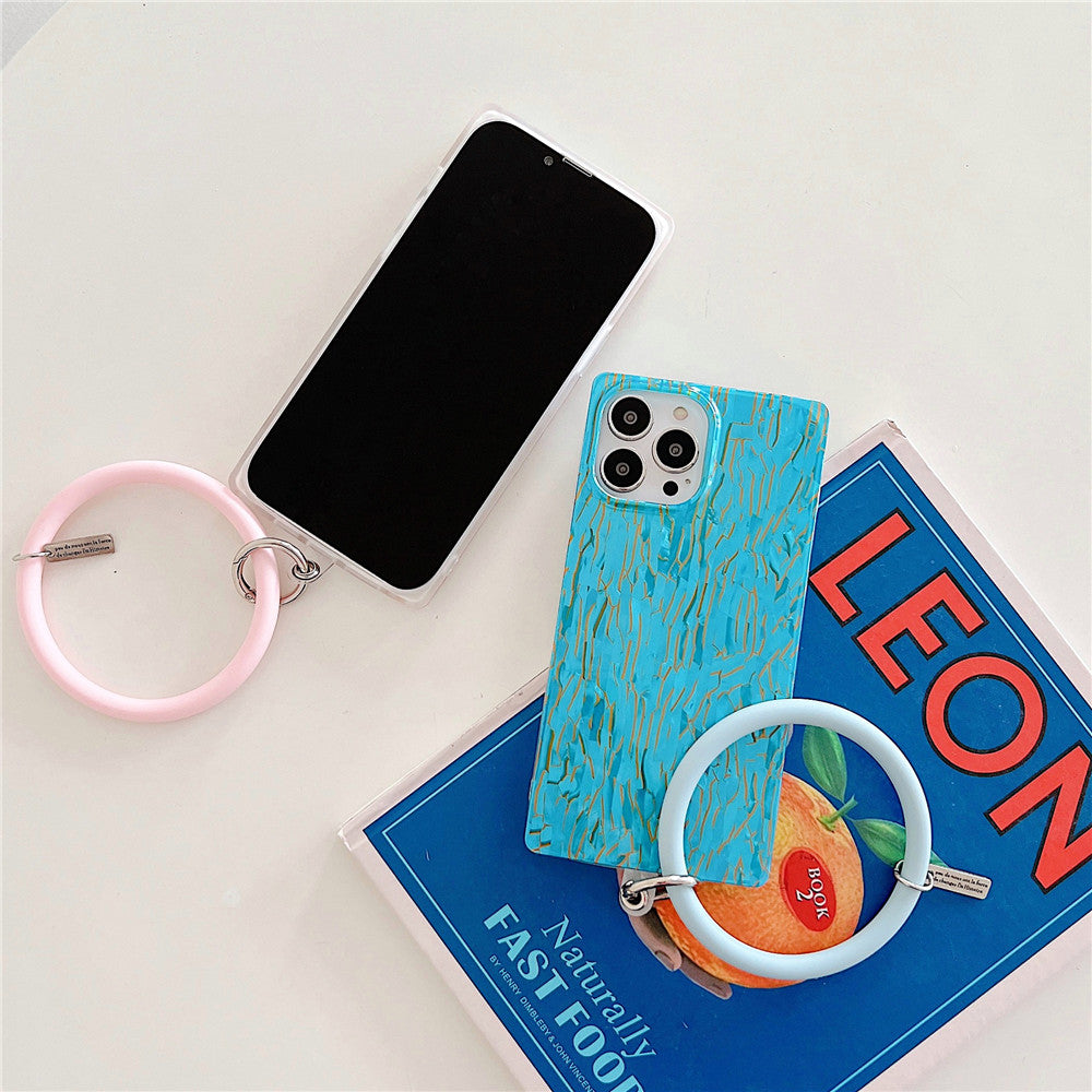 Anymob iPhone Case Sky Blue Luxury Glitter Shell Pattern with Bracelet Cover-Mobile Phone Cases-PEROZ Accessories