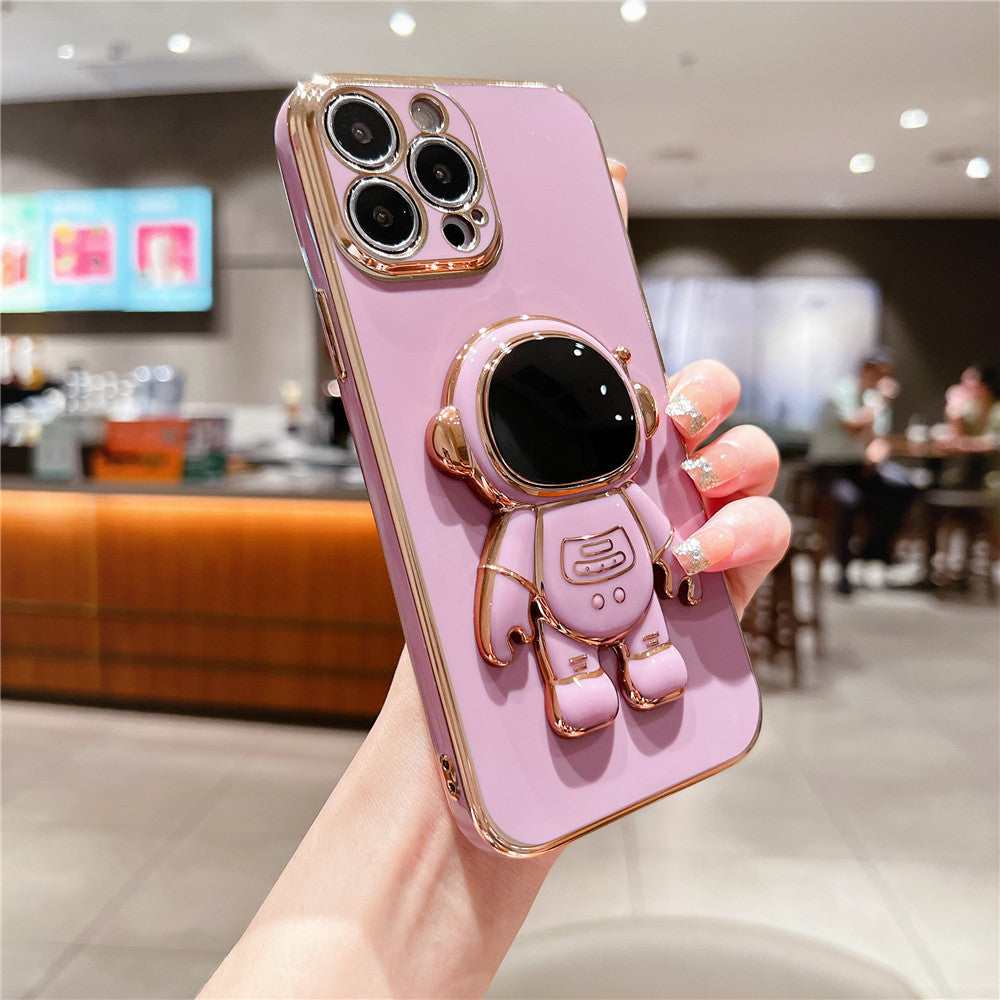Anymob iPhone Case Pink Universal 6D Astronaut Foldable Holder Phone Cover-Mobile Phone Cases-PEROZ Accessories