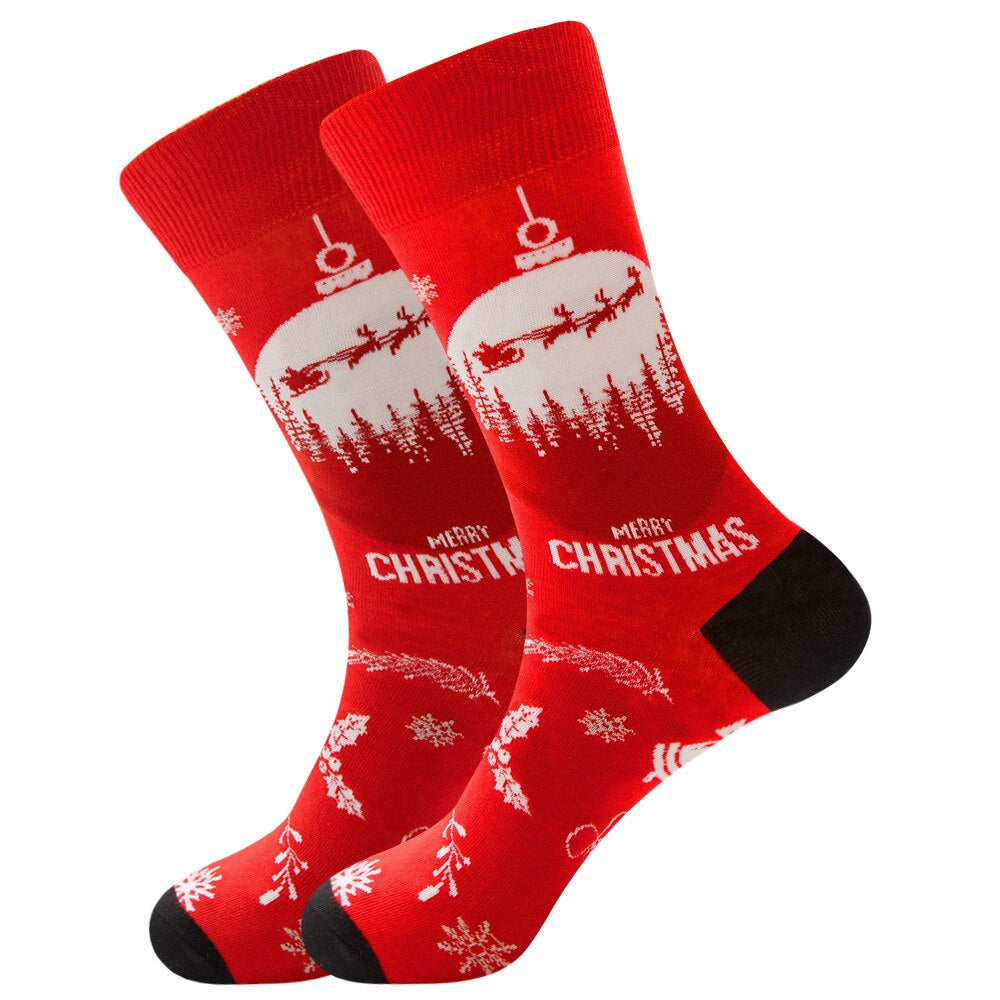 Anysox 5 Pairs Red Size 5-13 Socks Crystal Silk Tide Winter Holiday Design Plus Snowflake Stocking Comfortable To Wear-Socks-PEROZ Accessories