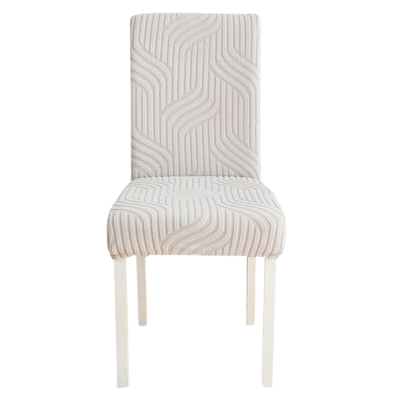 Anyhouz Chair Cover Light Grey Linear Design with Anti-Dirt and Elastic Material for Dining Room Kitchen Wedding Hotel Banquet Restaurant-Chair Cover-PEROZ Accessories