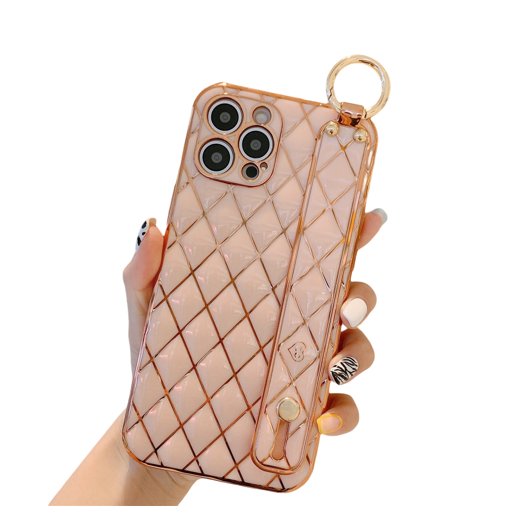 Anymob iPhone Case Pink Electroplated Wrist Band Bracket Bumper Back Cover-Mobile Phone Cases-PEROZ Accessories
