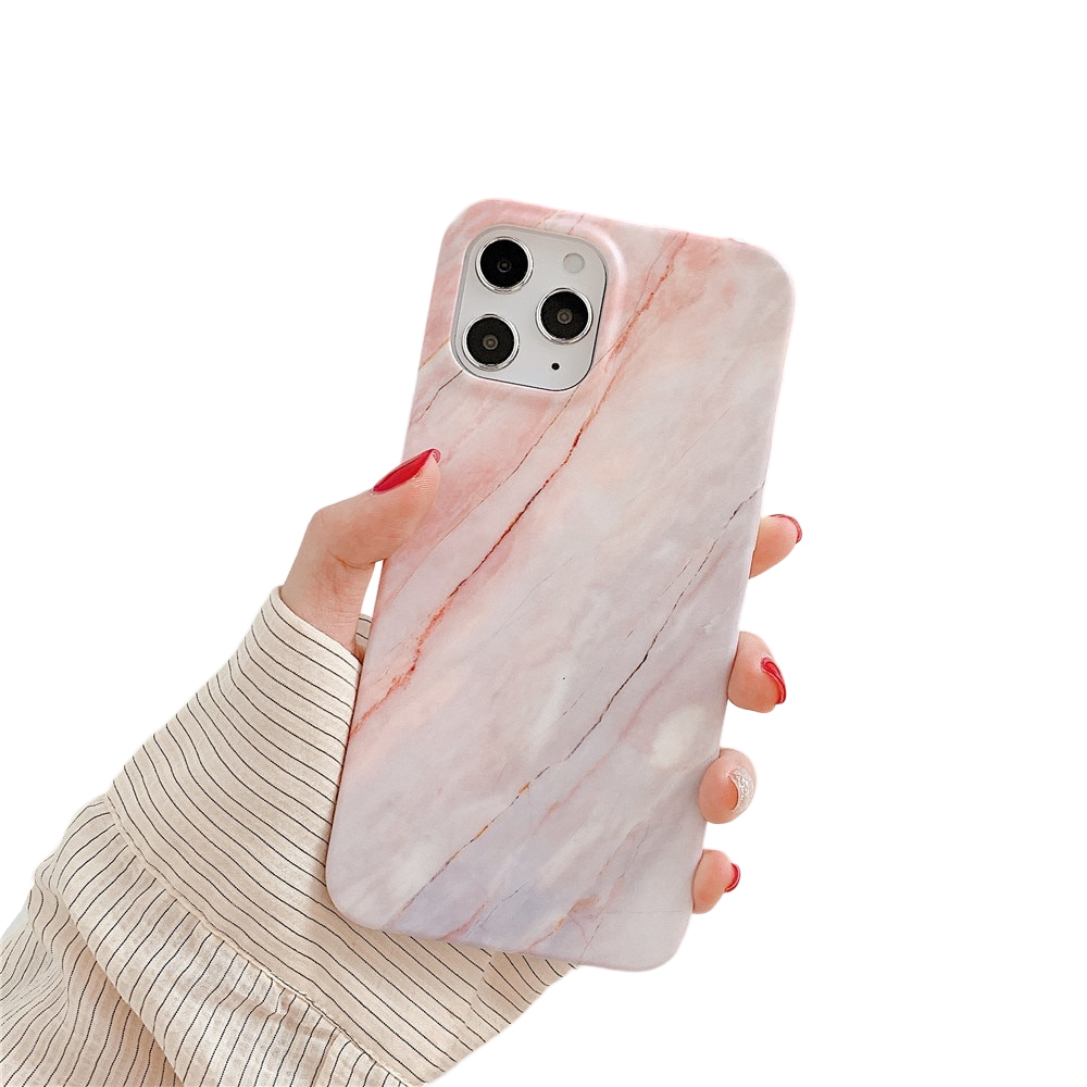 Anymob iPhone Case Light Pink Gradient Marble Cover Silicone Phone With Holder Stand-Mobile Phone Cases-PEROZ Accessories