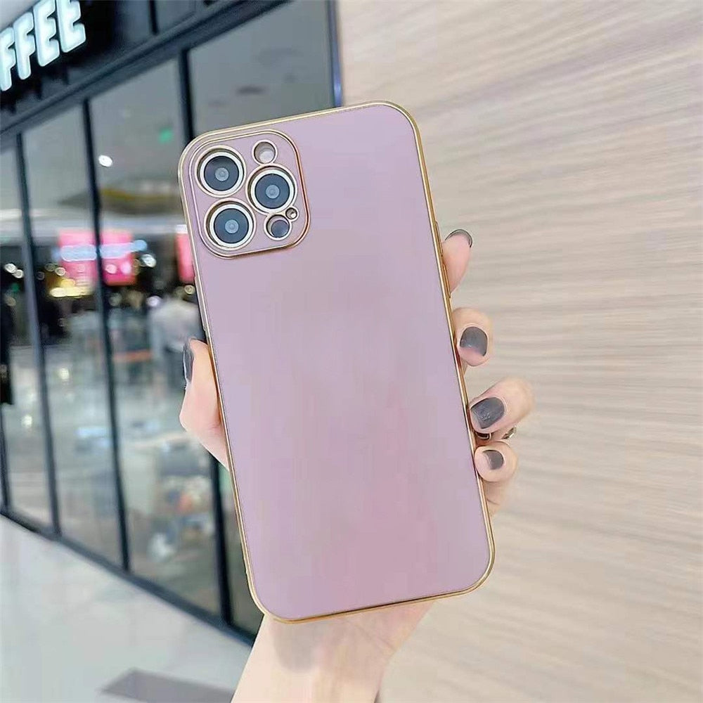 Anymob iPhone Case Light Purple Electroplated Lens Protection Soft Silicon Back Cover-Mobile Phone Cases-PEROZ Accessories