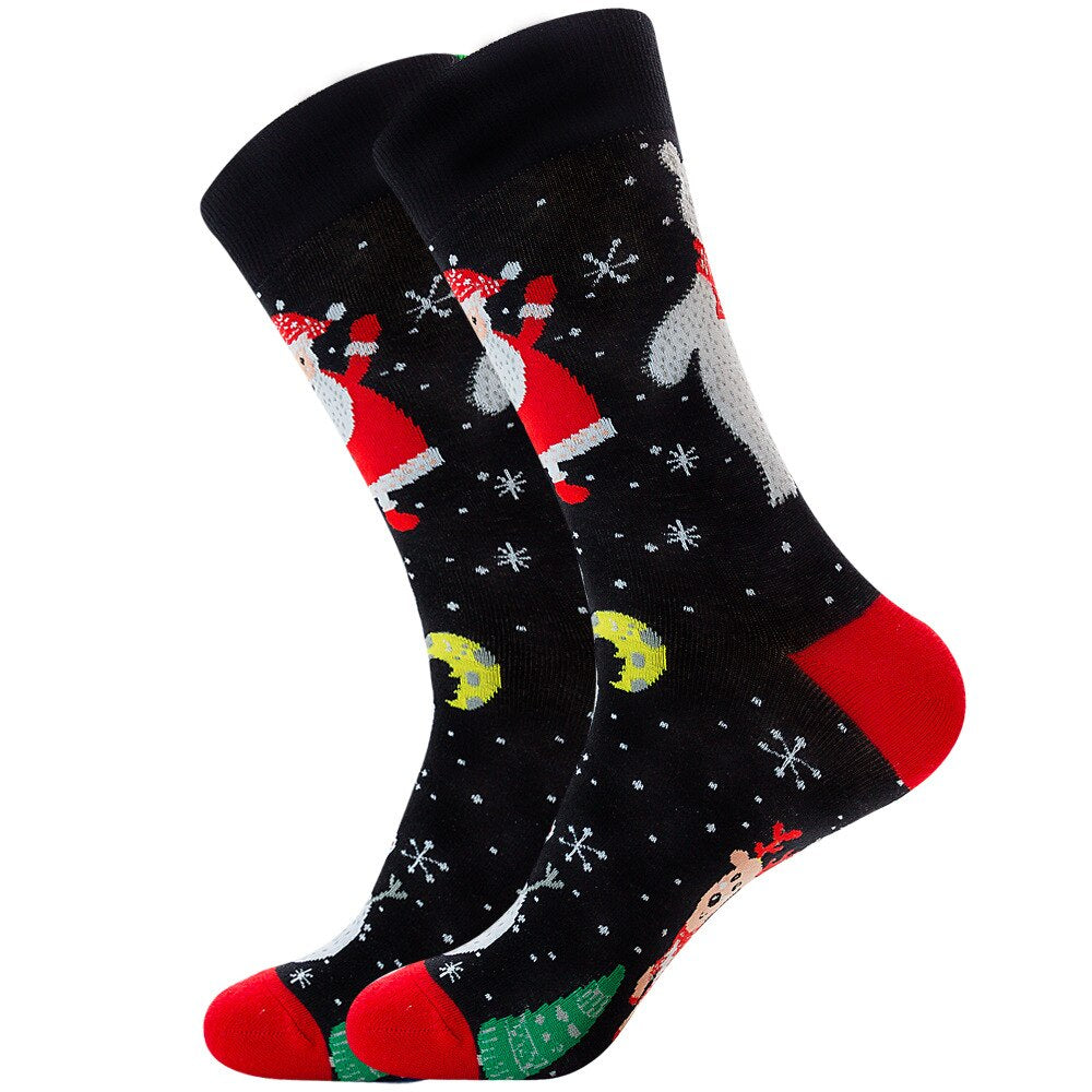 Anysox 5 Pairs Red Black Size 5-13 Socks Crystal Silk Tide Winter Holiday Design Plus Snowflake Stocking Comfortable To Wear Perfect For Women-Socks-PEROZ Accessories