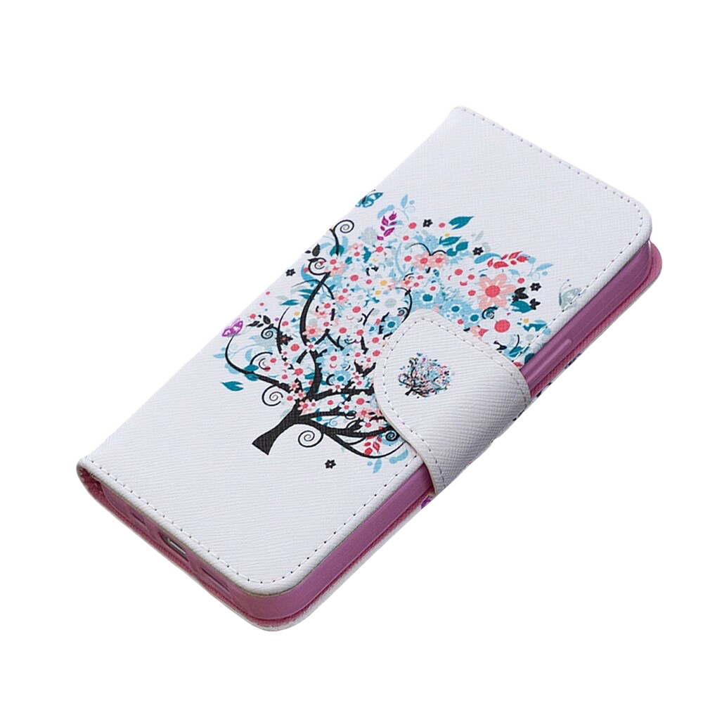 Anymob iPhone Case White With Colorful Flower Flip Cover Fashion Painted Wallet Leather Bag Shell-Mobile Phone Cases-PEROZ Accessories