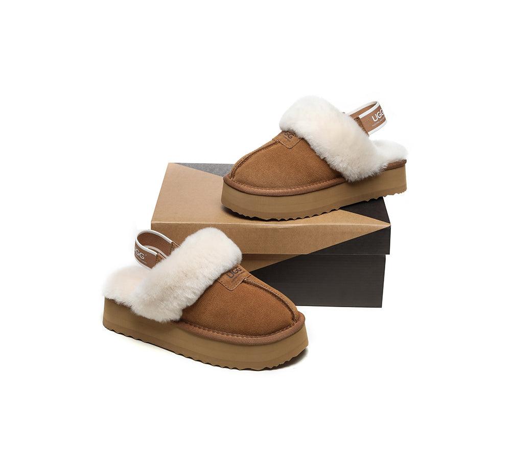 Australian Shepherd UGG Removable Strap Slingback UGG Slipper Women Waffle Platform-Slippers-PEROZ Accessories
