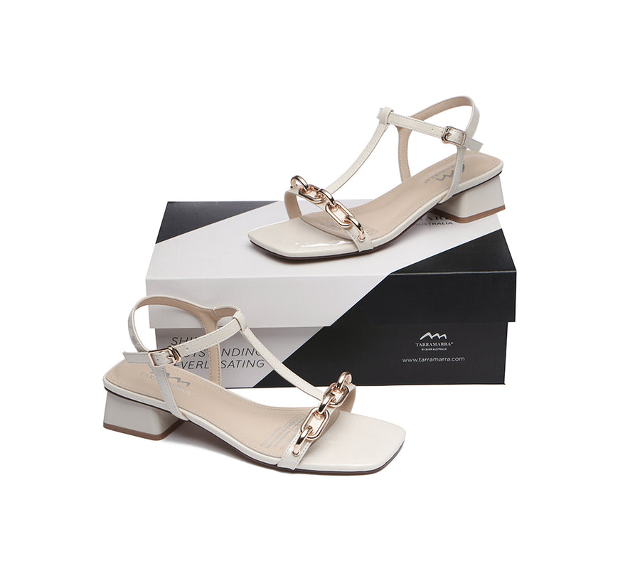 Tarramarra Low Heel Slingback Gold Chain Decor Sandals Women Ginny-Heels-PEROZ Accessories