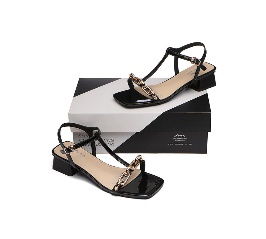 Tarramarra Low Heel Slingback Gold Chain Decor Sandals Women Ginny-Heels-PEROZ Accessories