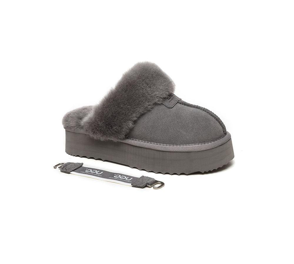 Australian Shepherd UGG Removable Strap Slingback UGG Slipper Women Waffle Platform-Slippers-PEROZ Accessories