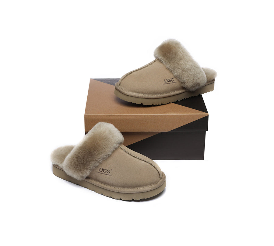 Australian Shepherd UGG Slippers Australia Premium Sheepskin Women Muffin Slipper Special-Slippers-PEROZ Accessories