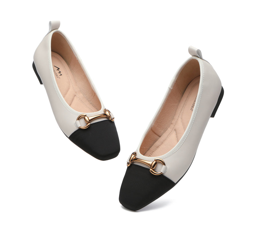 TARRAMARR Ballet Flat with Metal Buckle Decor Women Lilian-Flats-PEROZ Accessories