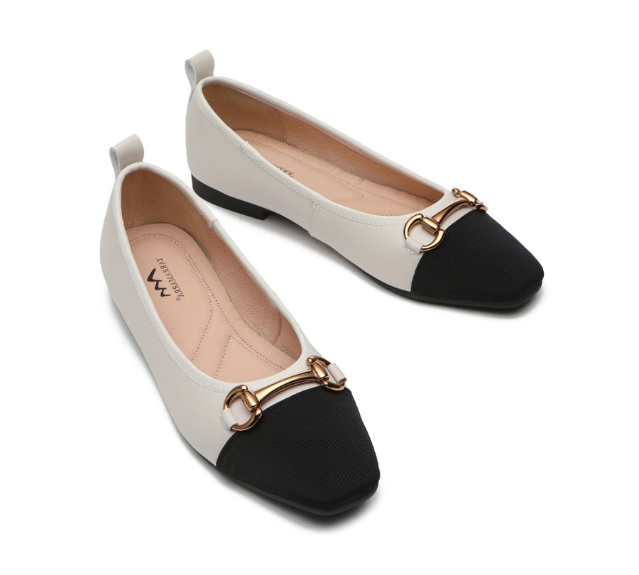 TARRAMARR Ballet Flat with Metal Buckle Decor Women Lilian-Flats-PEROZ Accessories