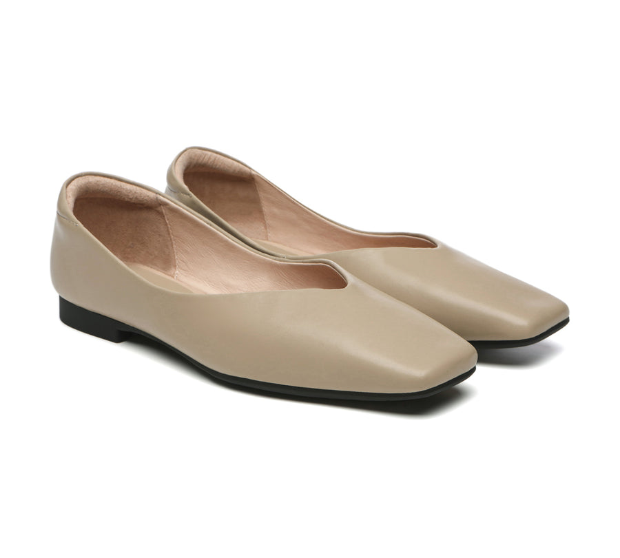 TARRAMARRA Square Toe Leather Ballet Flats Women Libera-Flats-PEROZ Accessories