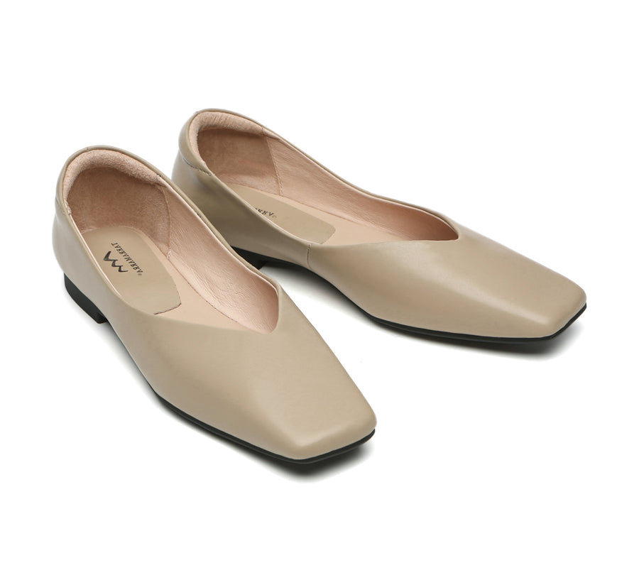 TARRAMARRA Square Toe Leather Ballet Flats Women Libera-Flats-PEROZ Accessories