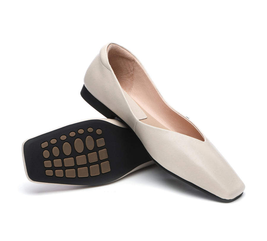 TARRAMARRA Square Toe Leather Ballet Flats Women Libera-Flats-PEROZ Accessories