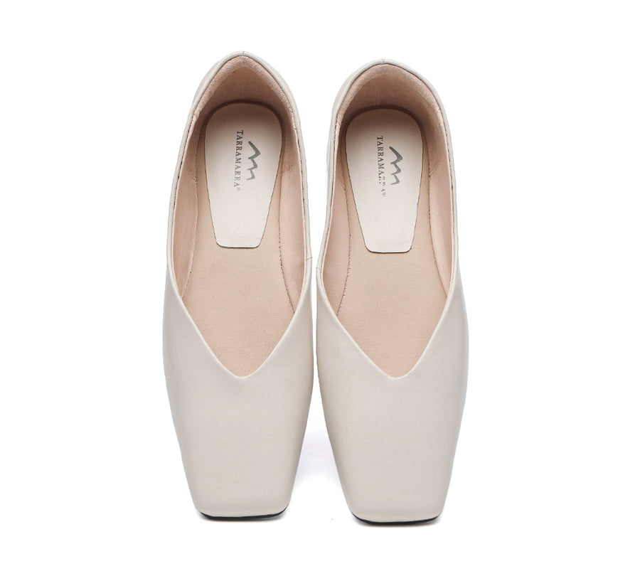 TARRAMARRA Square Toe Leather Ballet Flats Women Libera-Flats-PEROZ Accessories