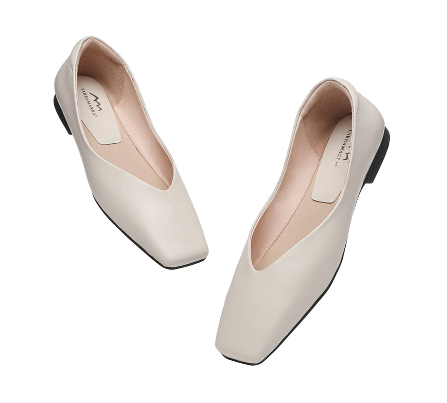 TARRAMARRA Square Toe Leather Ballet Flats Women Libera-Flats-PEROZ Accessories