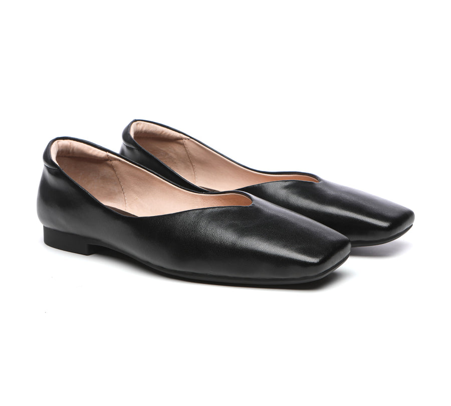 TARRAMARRA Square Toe Leather Ballet Flats Women Libera-Flats-PEROZ Accessories