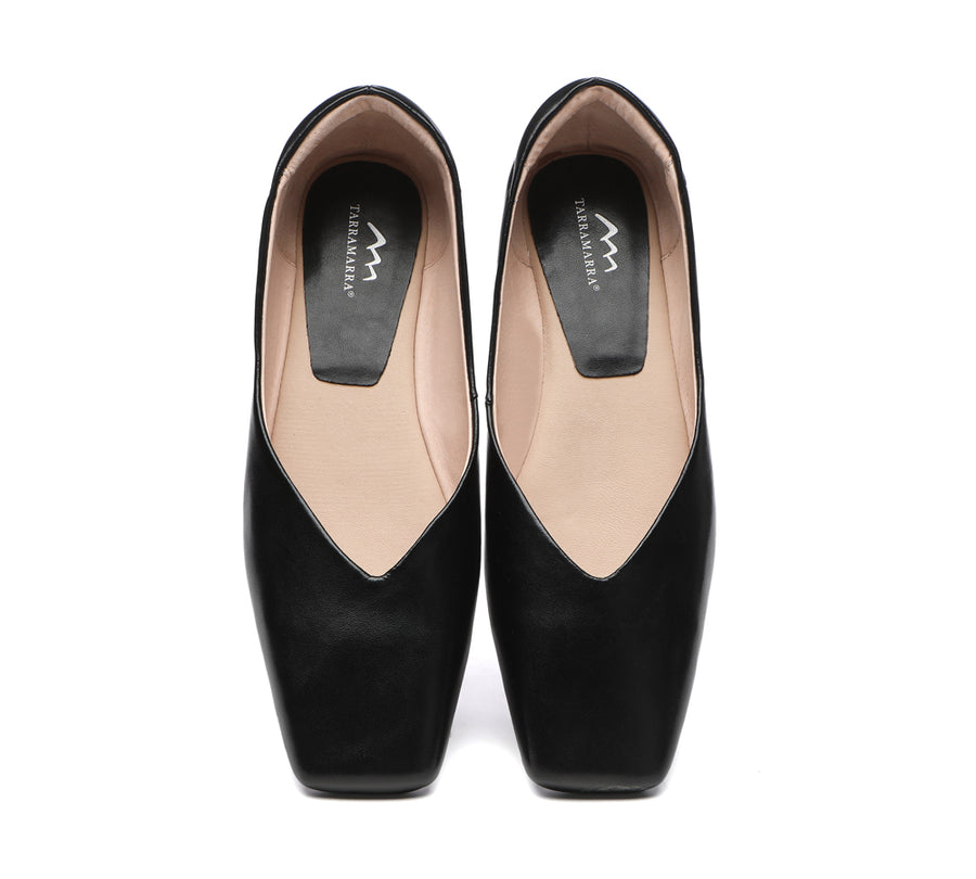 TARRAMARRA Square Toe Leather Ballet Flats Women Libera-Flats-PEROZ Accessories