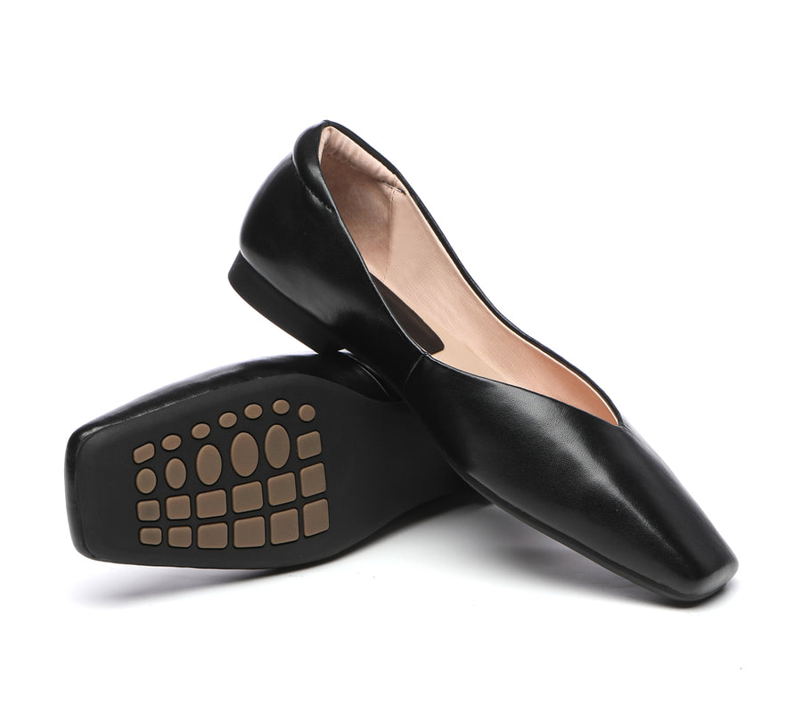 TARRAMARRA Square Toe Leather Ballet Flats Women Libera-Flats-PEROZ Accessories