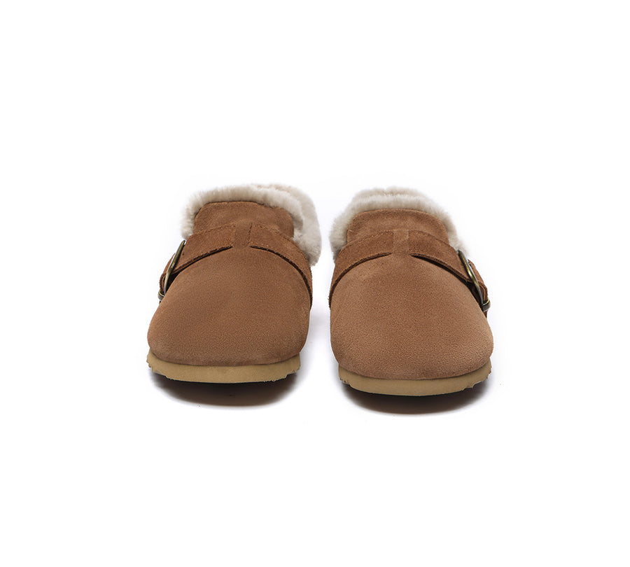 Australian Shepherd Shearling Lined Suede Loafer Women Mona-Loafers & Moccasins-PEROZ Accessories