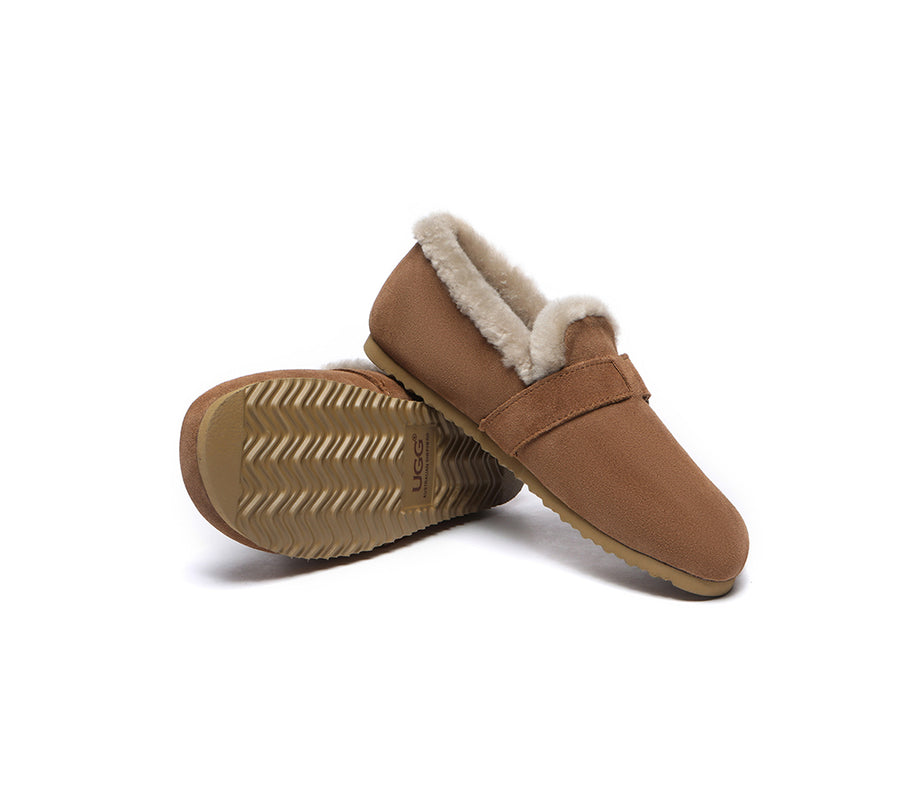 Australian Shepherd Shearling Lined Suede Loafer Women Mona-Loafers & Moccasins-PEROZ Accessories