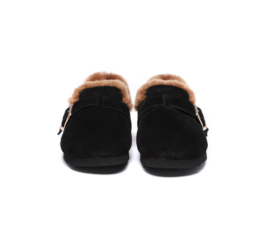 Australian Shepherd Shearling Lined Suede Loafer Women Mona-Loafers & Moccasins-PEROZ Accessories