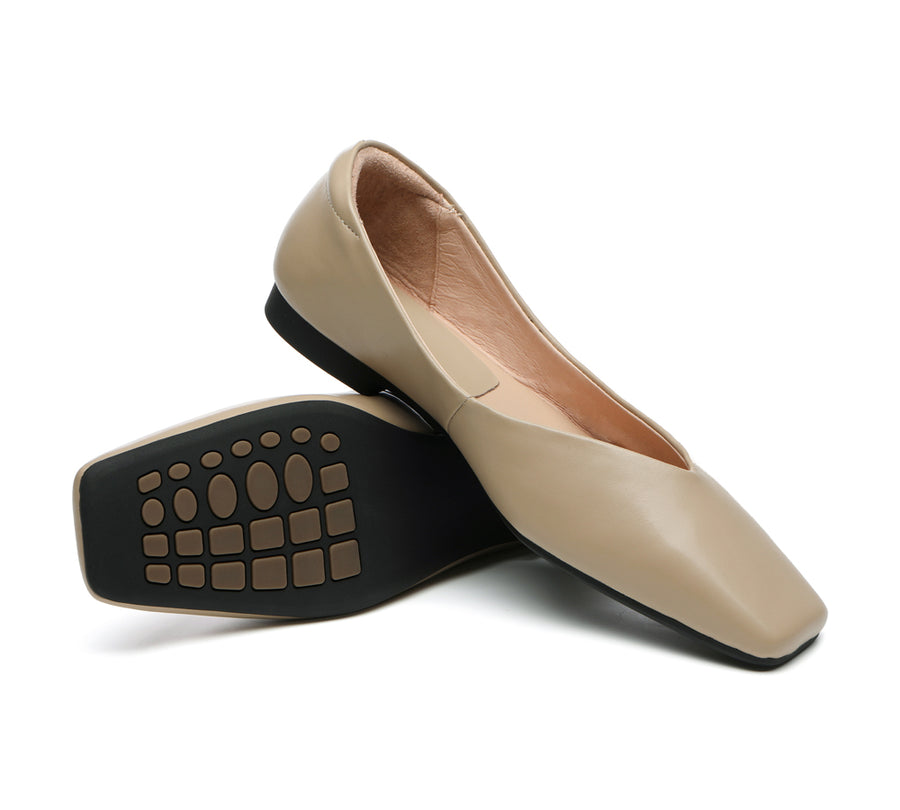 TARRAMARRA Square Toe Leather Ballet Flats Women Libera-Flats-PEROZ Accessories