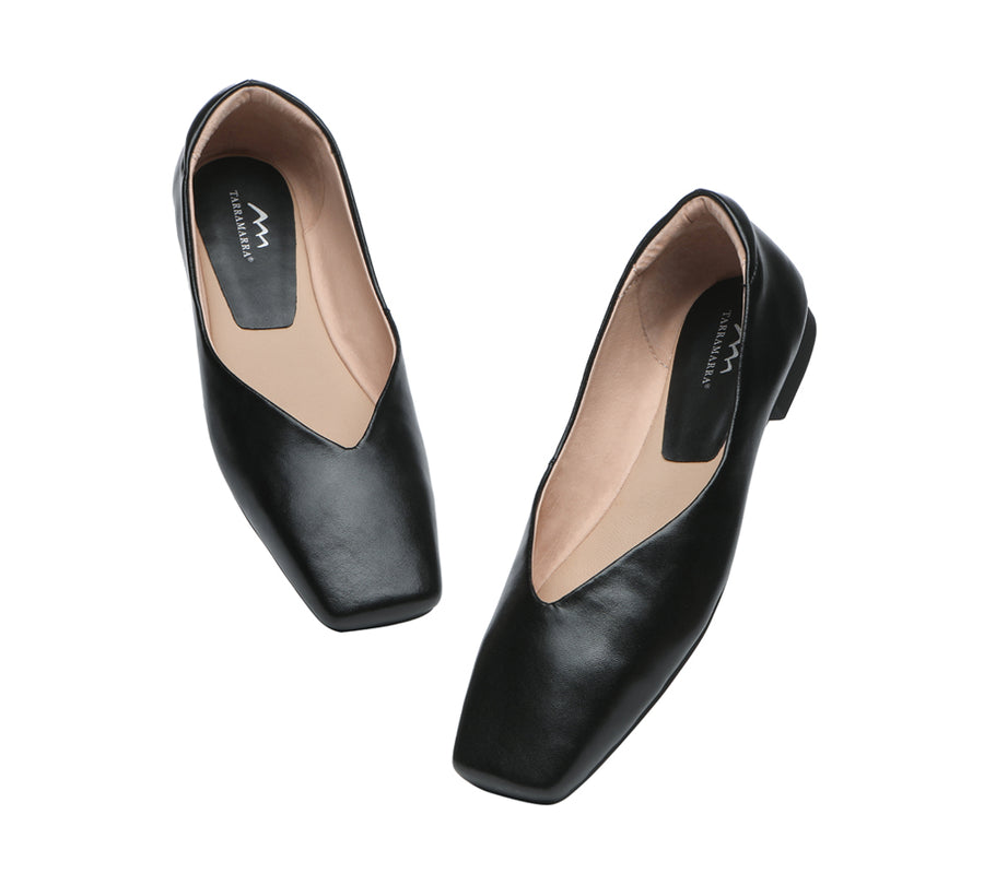 TARRAMARRA Square Toe Leather Ballet Flats Women Libera-Flats-PEROZ Accessories