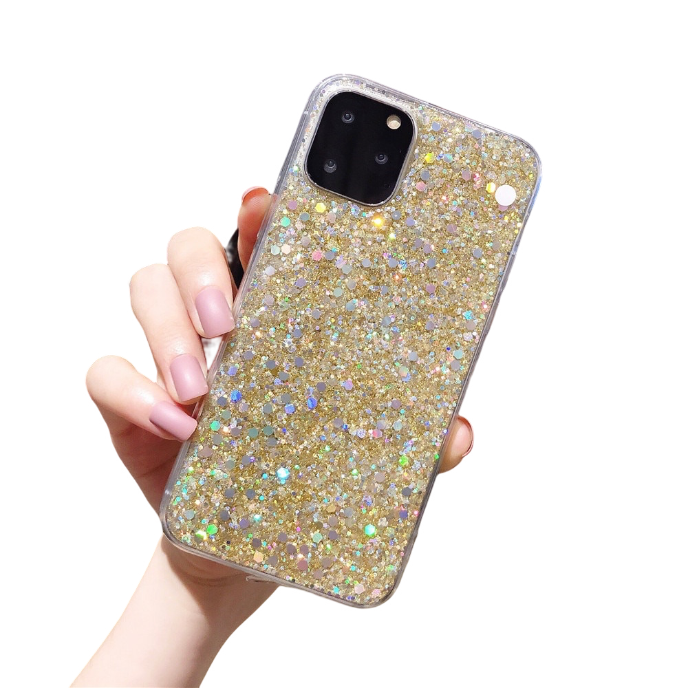Anymob iPhone Case Yellow Shining Sequin Glitter Soft Silicone Bling Cover-Mobile Phone Cases-PEROZ Accessories