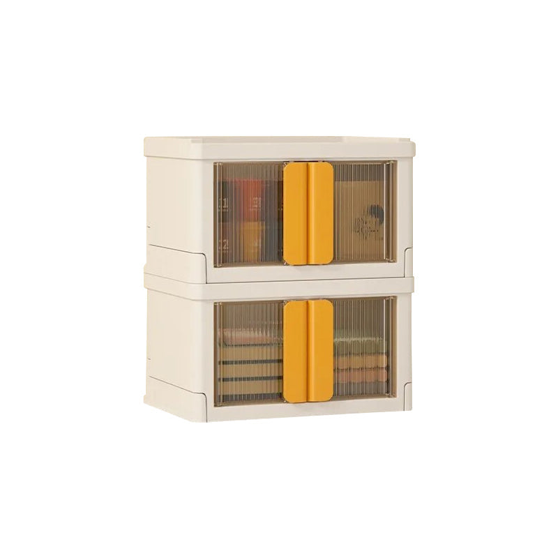 AnyCraft 2 Storage Beige Orange Stackable Foldable Storage Bins with Door for Office and School Supplies-Organizers-PEROZ Accessories