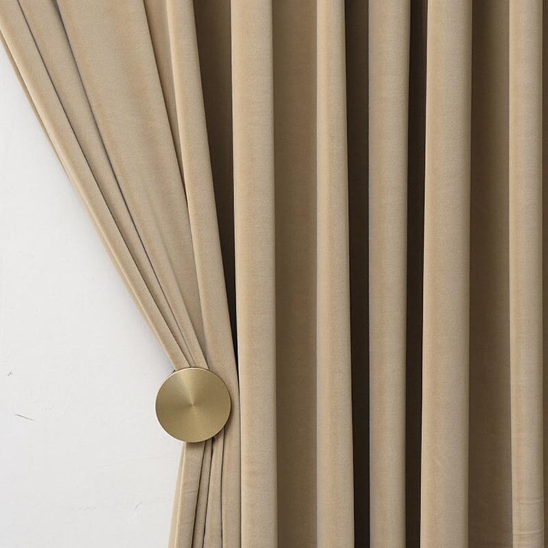 Anyhouz 100cm Light Pawn High Quality Modern Wool Velvet Blackout Curtains for Living Room Bedroom Dining Luxury Window Drape-Curtains & Drapes-PEROZ Accessories