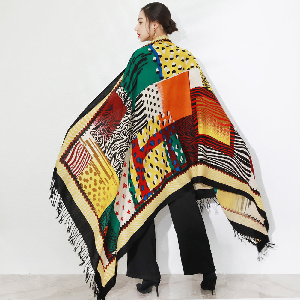 Anyyou 100% Merino Wool Yellow Multipattern Silk Satin Large Winter Scarf Pashmina Shawl Bandana Perfect For Women Ladies Fashion Style-Scarves-PEROZ Accessories
