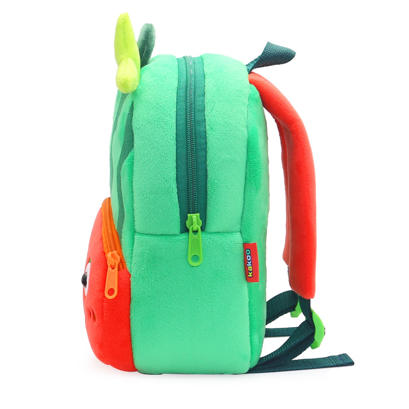 Anykidz 3D Green Watermelon Kids School Backpack Cute Cartoon Animal Style Children Toddler Plush Bag Perfect Accessories For Boys and Girls-Backpacks-PEROZ Accessories